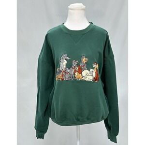 Disney Sz L Lady And The Tramp Vintage Sweatshirt Faded Green Single Stitch 90s